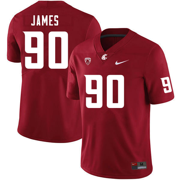 Washington State Cougars #90 Nathaniel James College Football Jerseys Sale-Crimson
